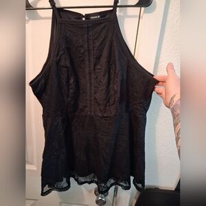 torrid Black Lace Halter Peplum Camisole